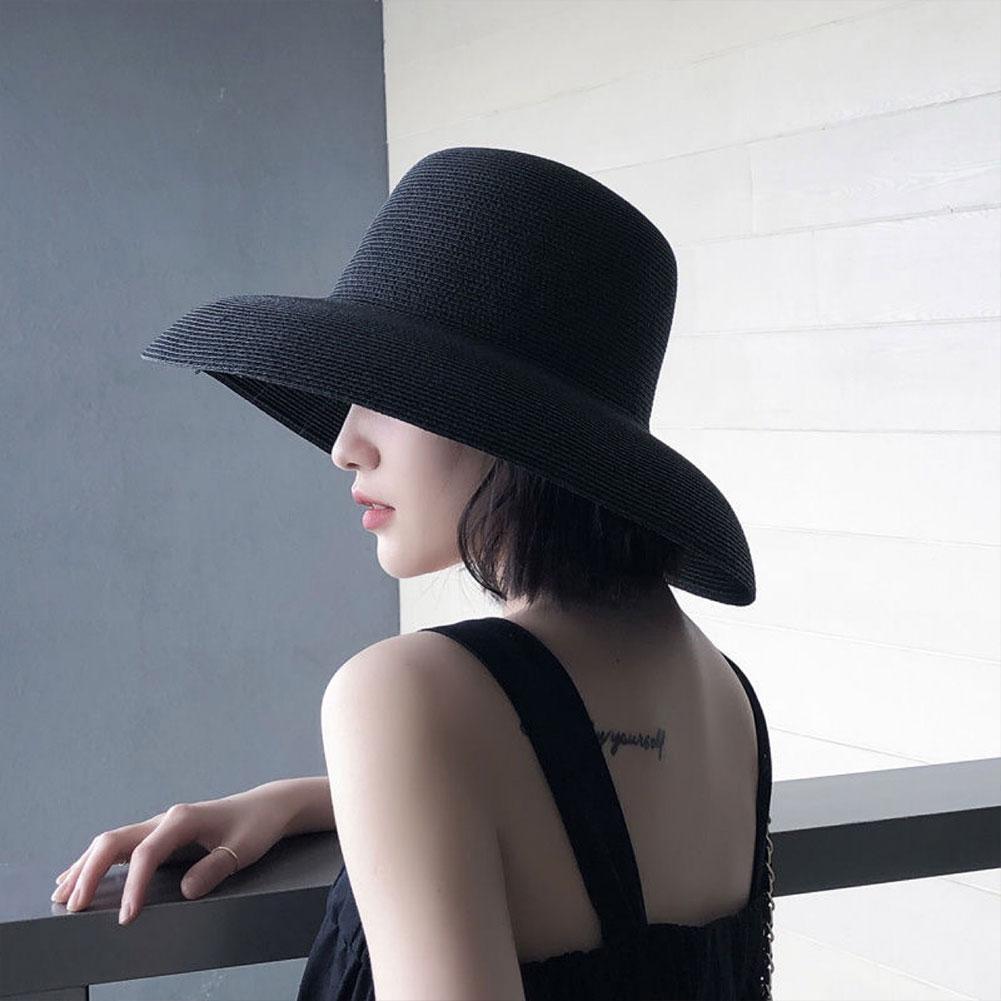French Hepburn Style Wide Brim - Bucket Hat Straw 评论和价格